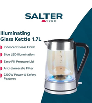 Salter 2200w Electric Glass Kettle 1.7L Stainless Steel