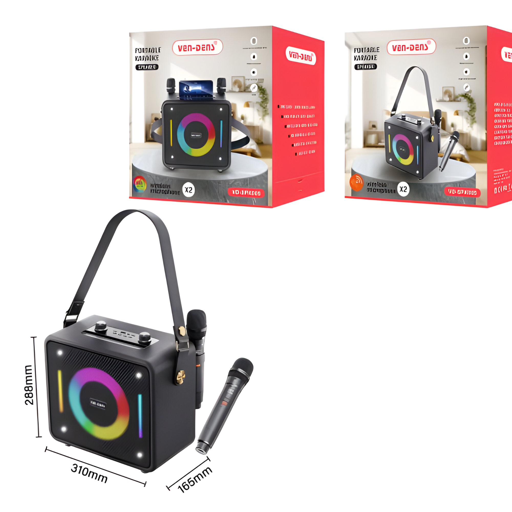 PORTABLE KARAOKE SPEAKER WITH 2x WIRELESS MICROPHONE