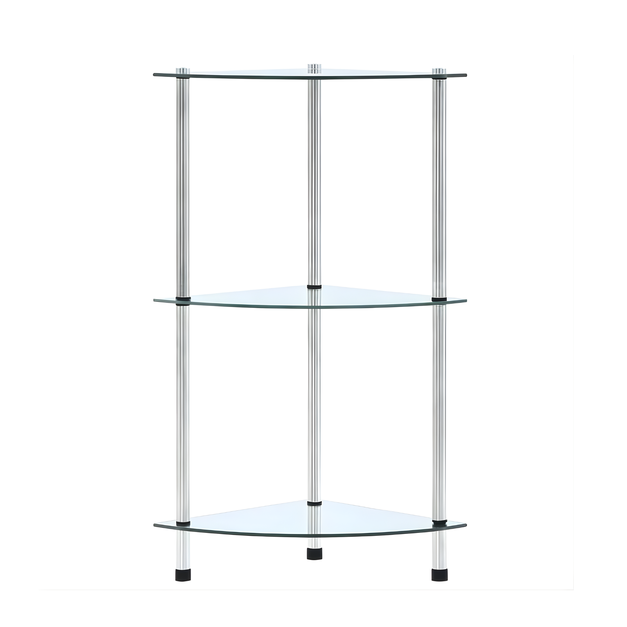 3 Tier Corner Transparent Shelf Glass For Home Organiser