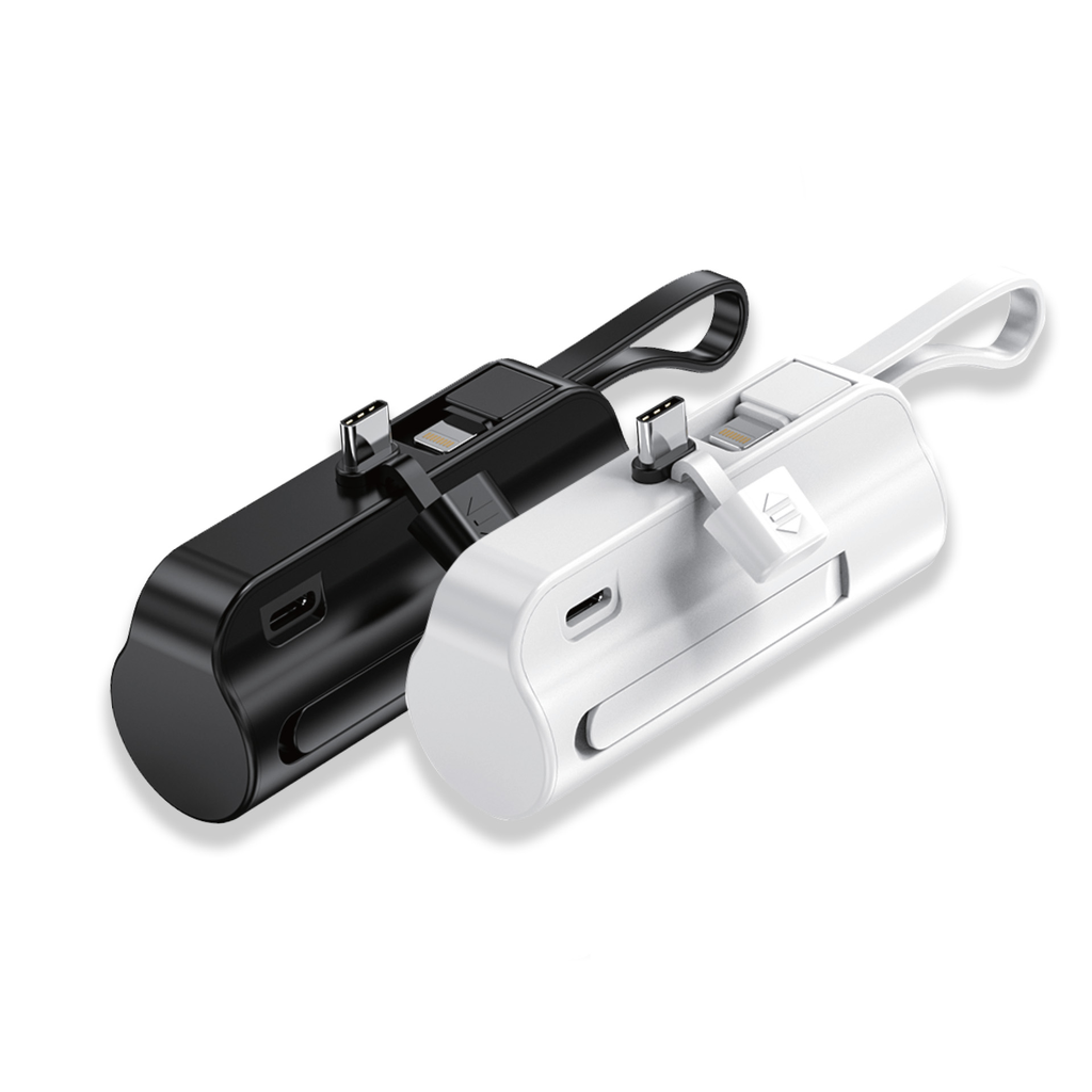 Mini Power Bank 5000mah Built in Lightning Connector + Type-C Cable