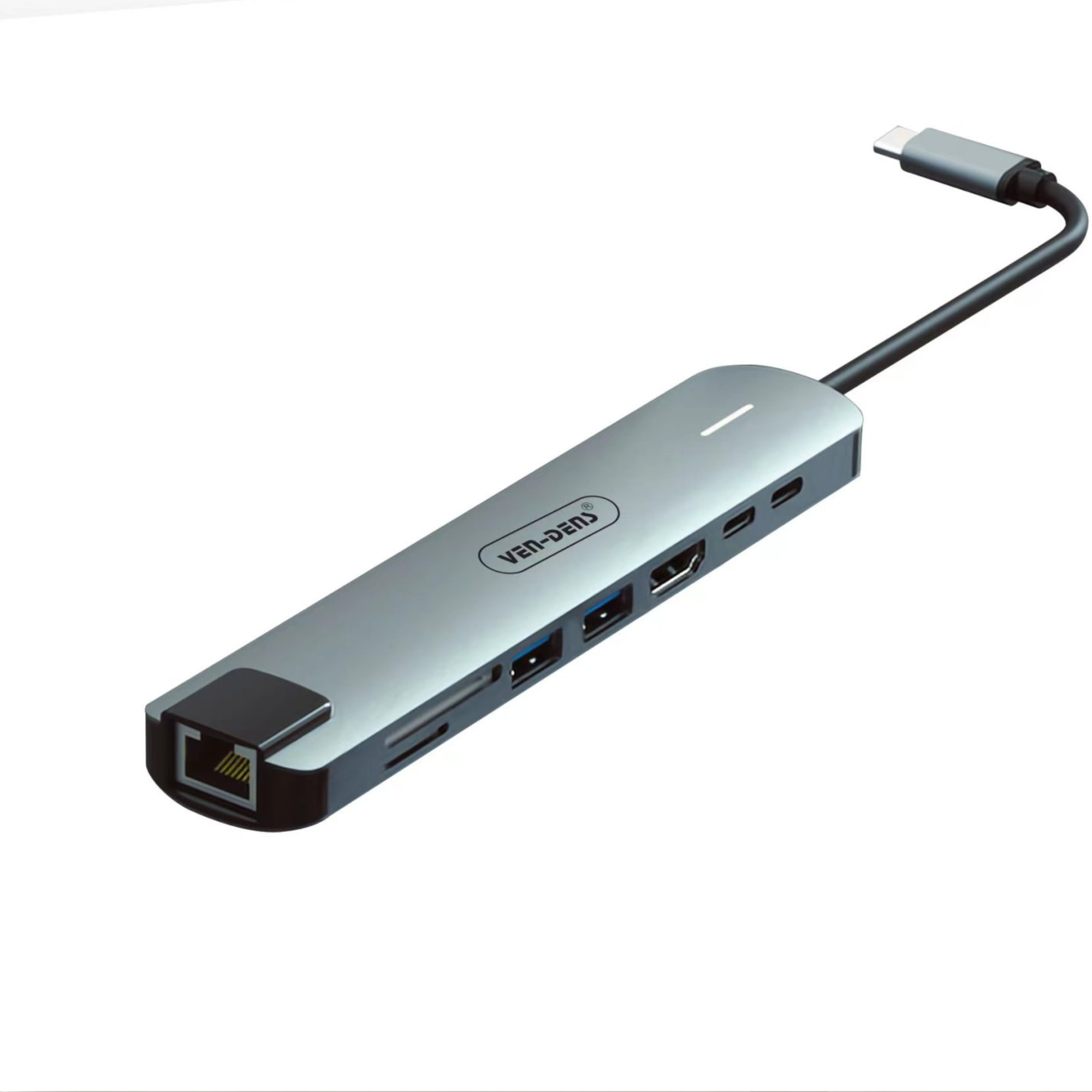 8-in-1 USB-C Multifunction Hub Adapter – HDMI + 2×USB 3.0 + PD + USB-C + SD + TF + RJ45 Ethernet