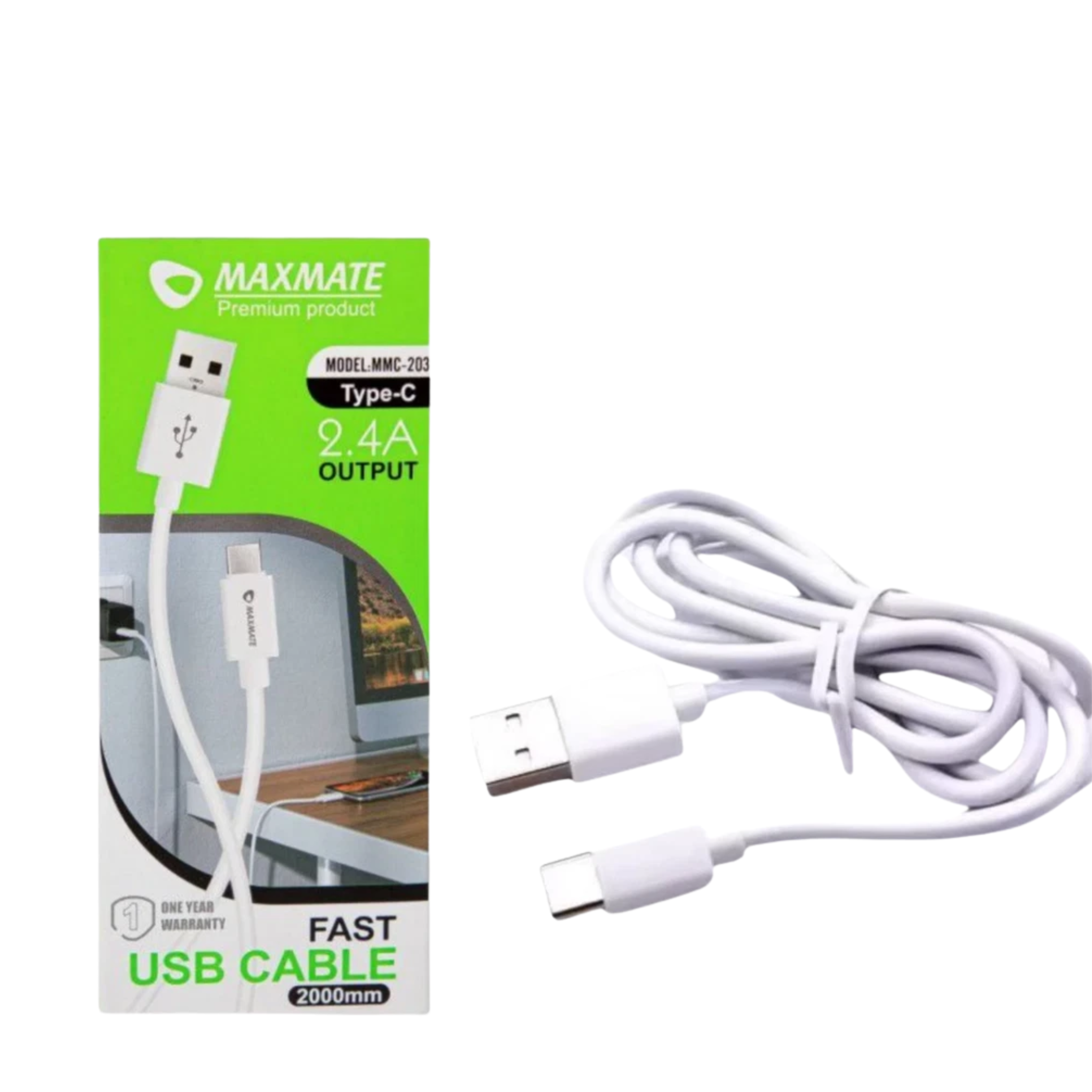 USB A to Type C Fast Charger Cable 2m