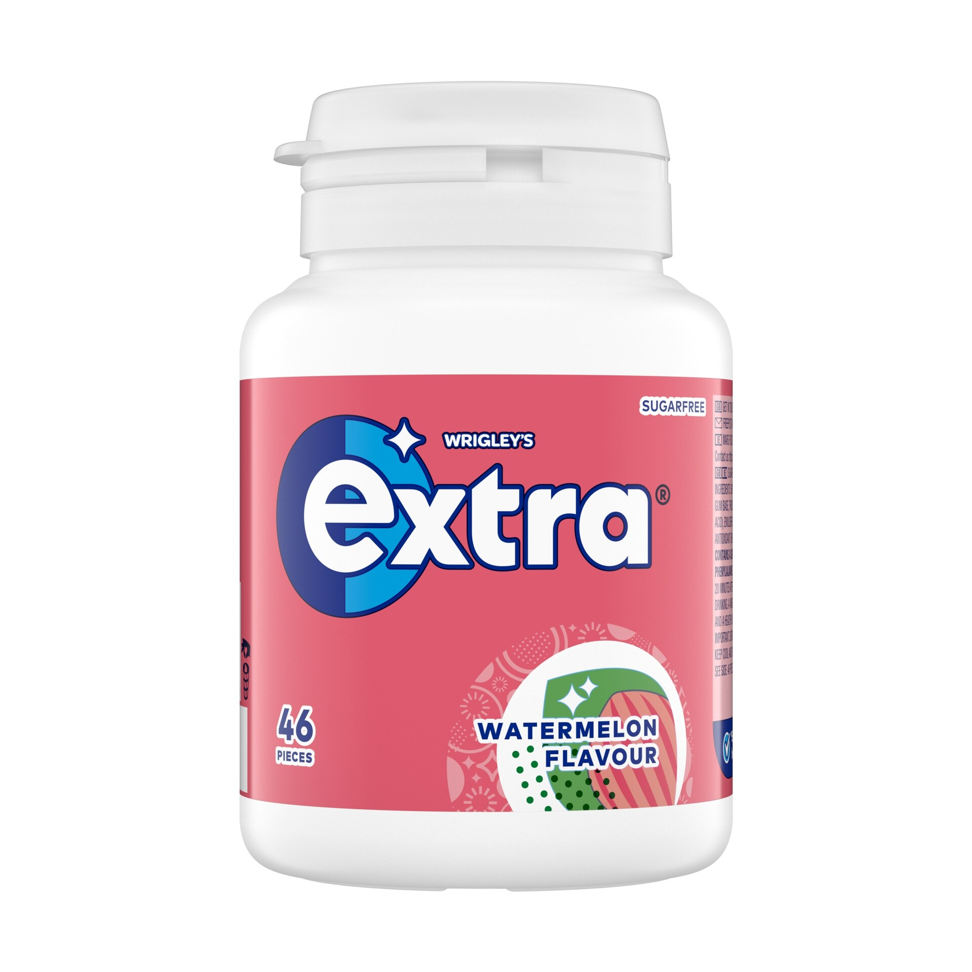 Wrigley's Extra Watermelon Flavour Sugarfree Chewing Gum Bottle 46 Pieces 64g