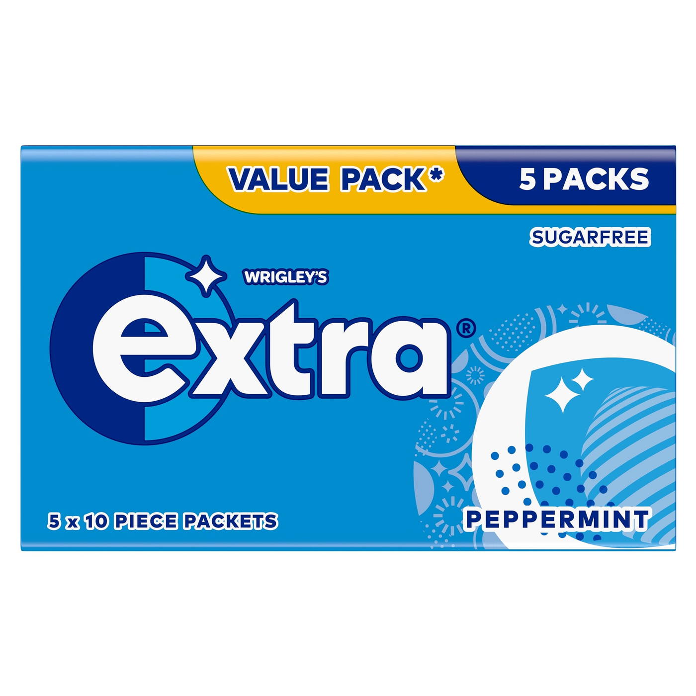 Wrigley's Extra Peppermint Sugarfree Chewing Gum 5 x 10 Pieces 70g