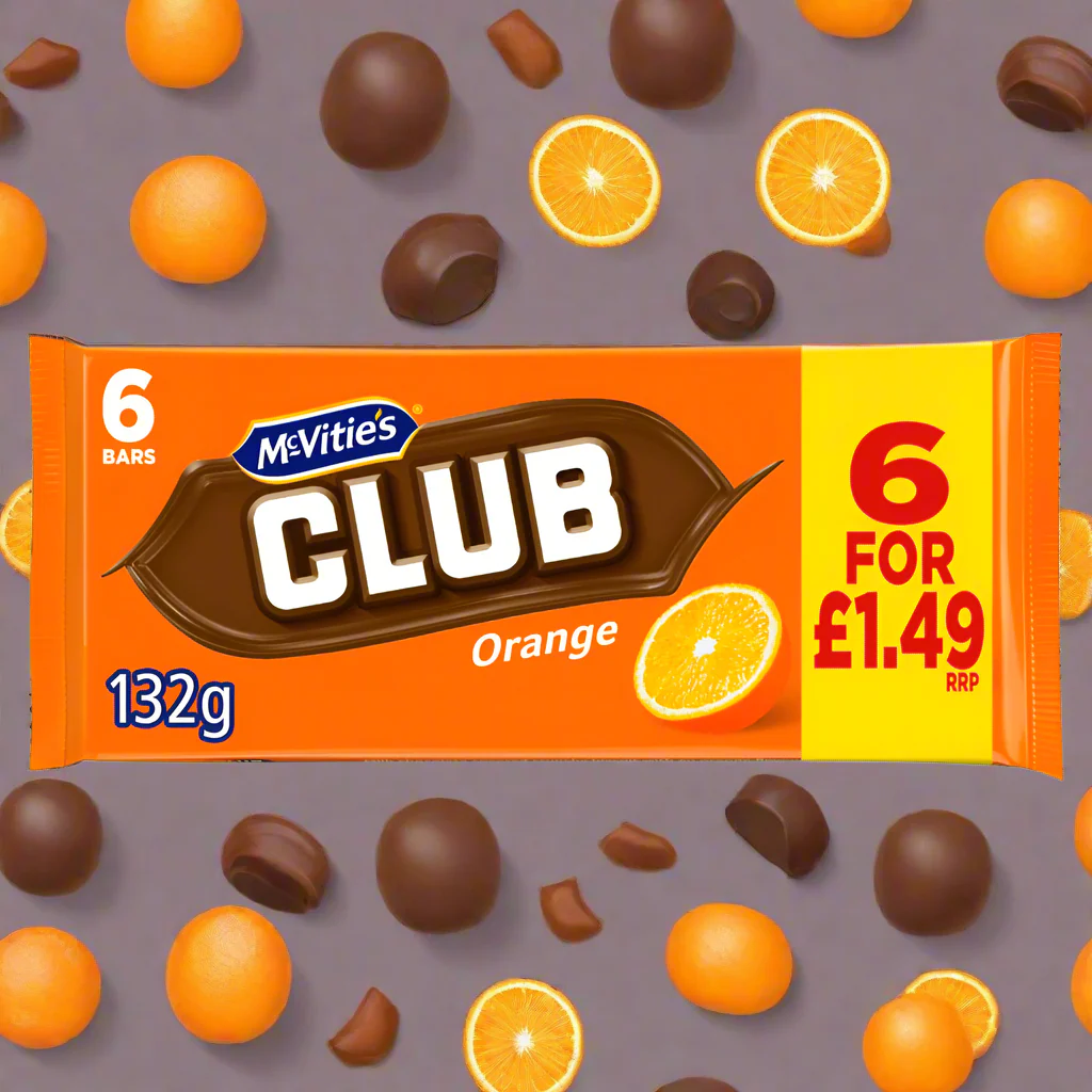 McVitie's Club Orange Bars 6 x 22g (132g) £1.49