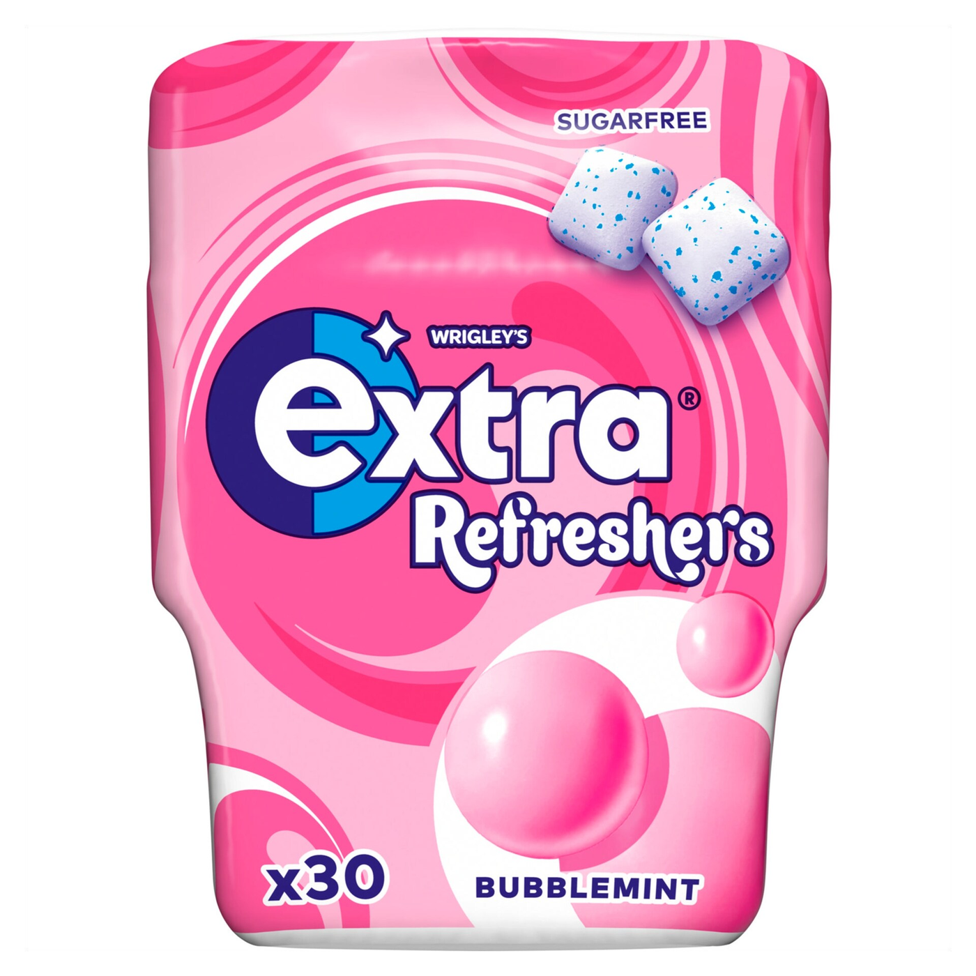 Extra Refreshers Bubblemint Chewing Gum Bottle 30 Pieces